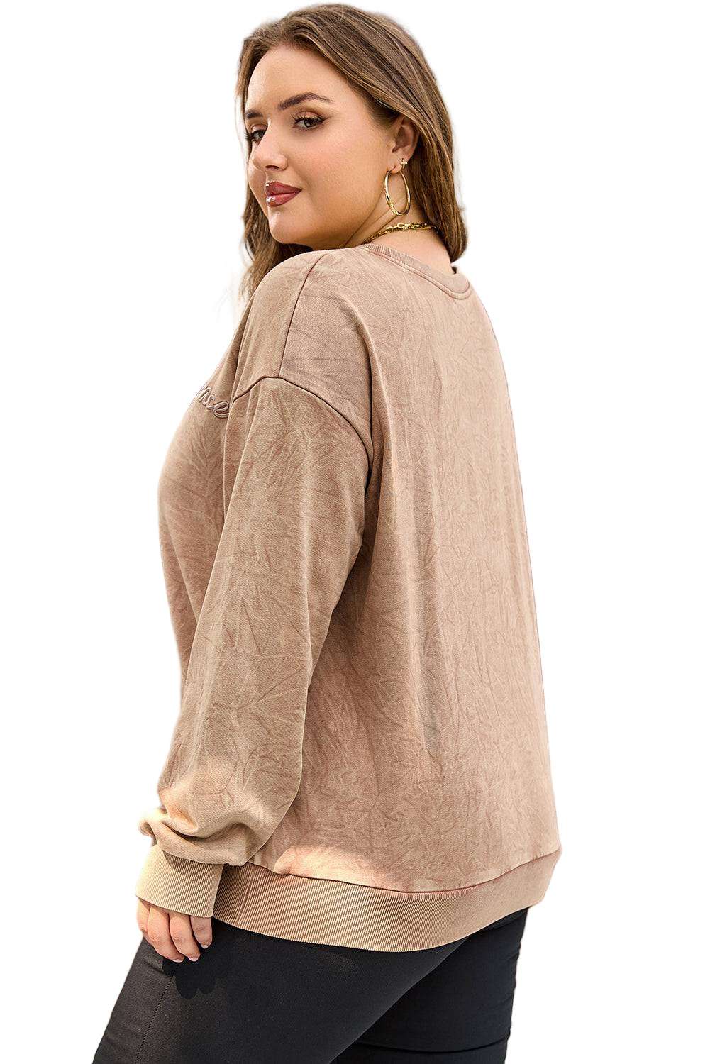 DUNE saved by grace Embroidered Mineral Wash Plus Size Sweatshirt