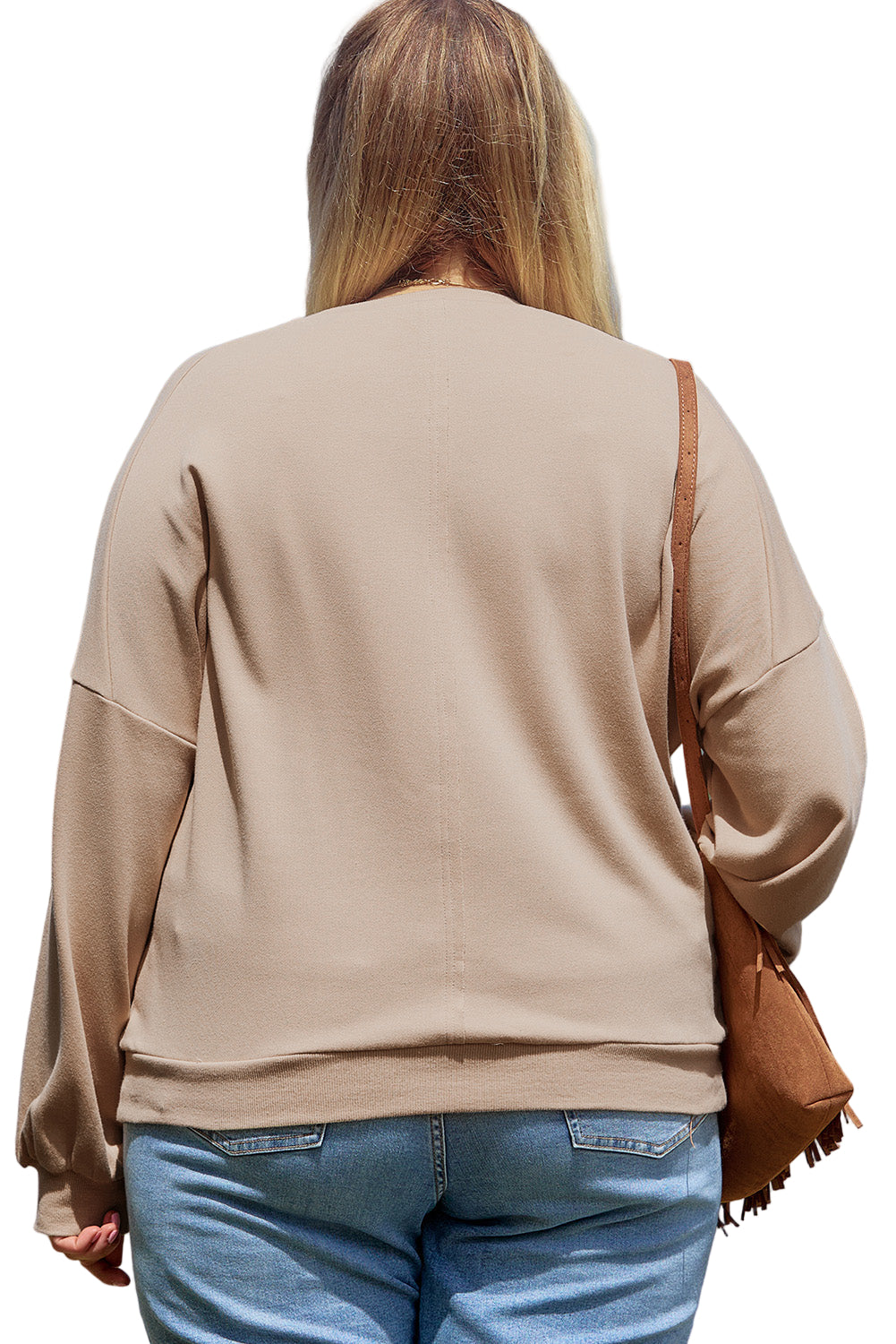 Pale Khaki Floral Peace Sign Graphic Washed Terry Plus Size Sweatshirt