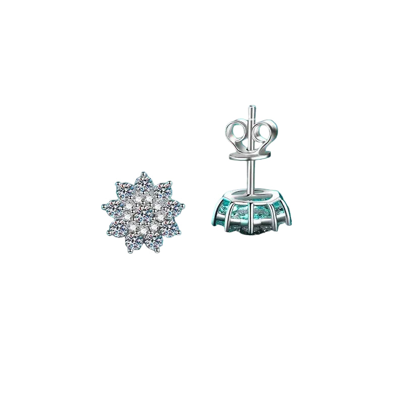 925 Sterling Silver Moissanite Zircon Stud Earrings