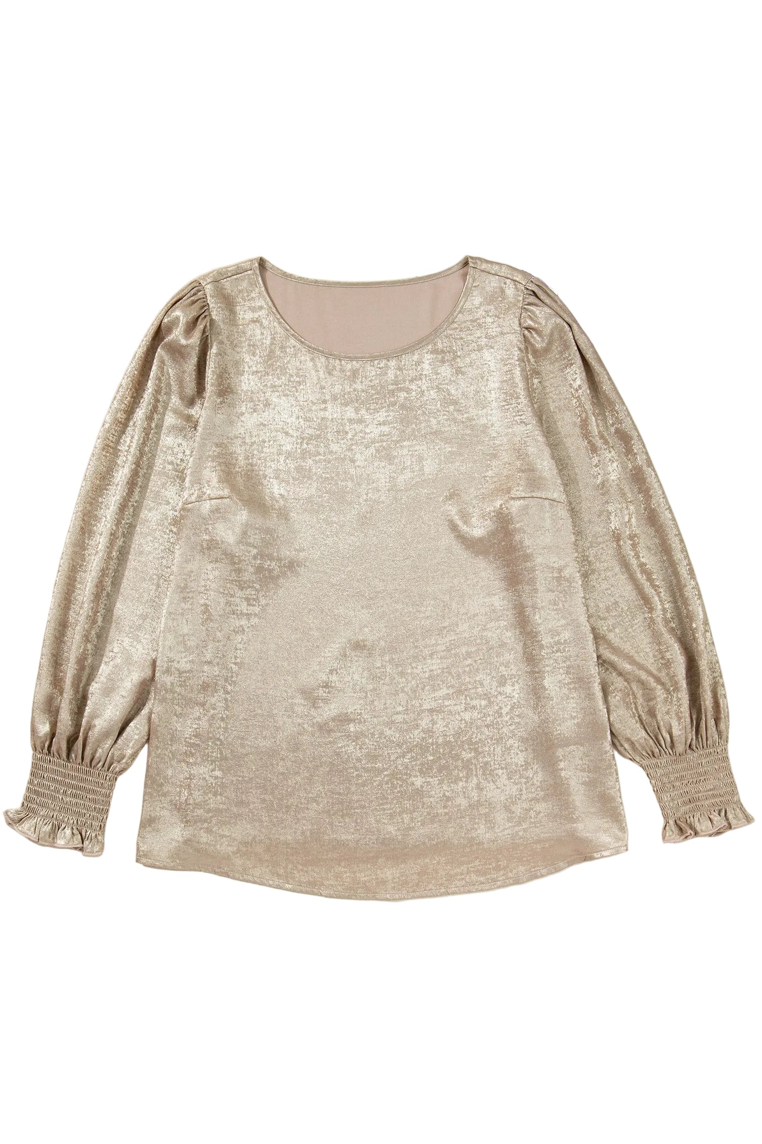 Apricot Plus Size Metallic Long Flounce Sleeve Blouse