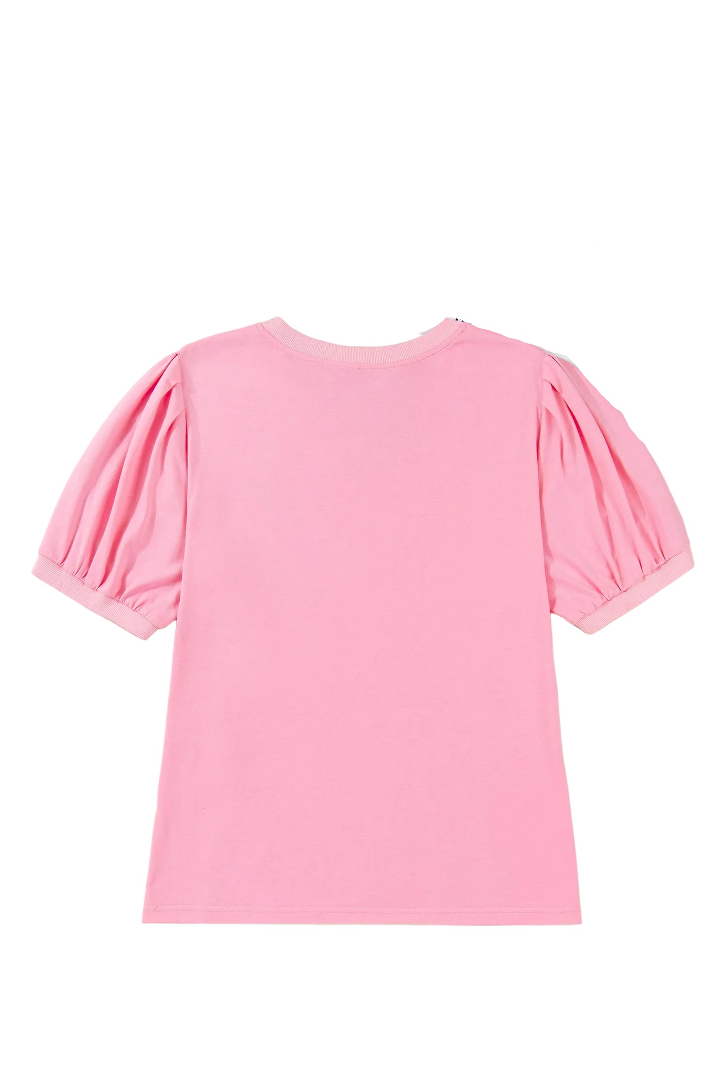 Bonbon V Neck Pleated Short Puff Sleeve Plus Size Blouse