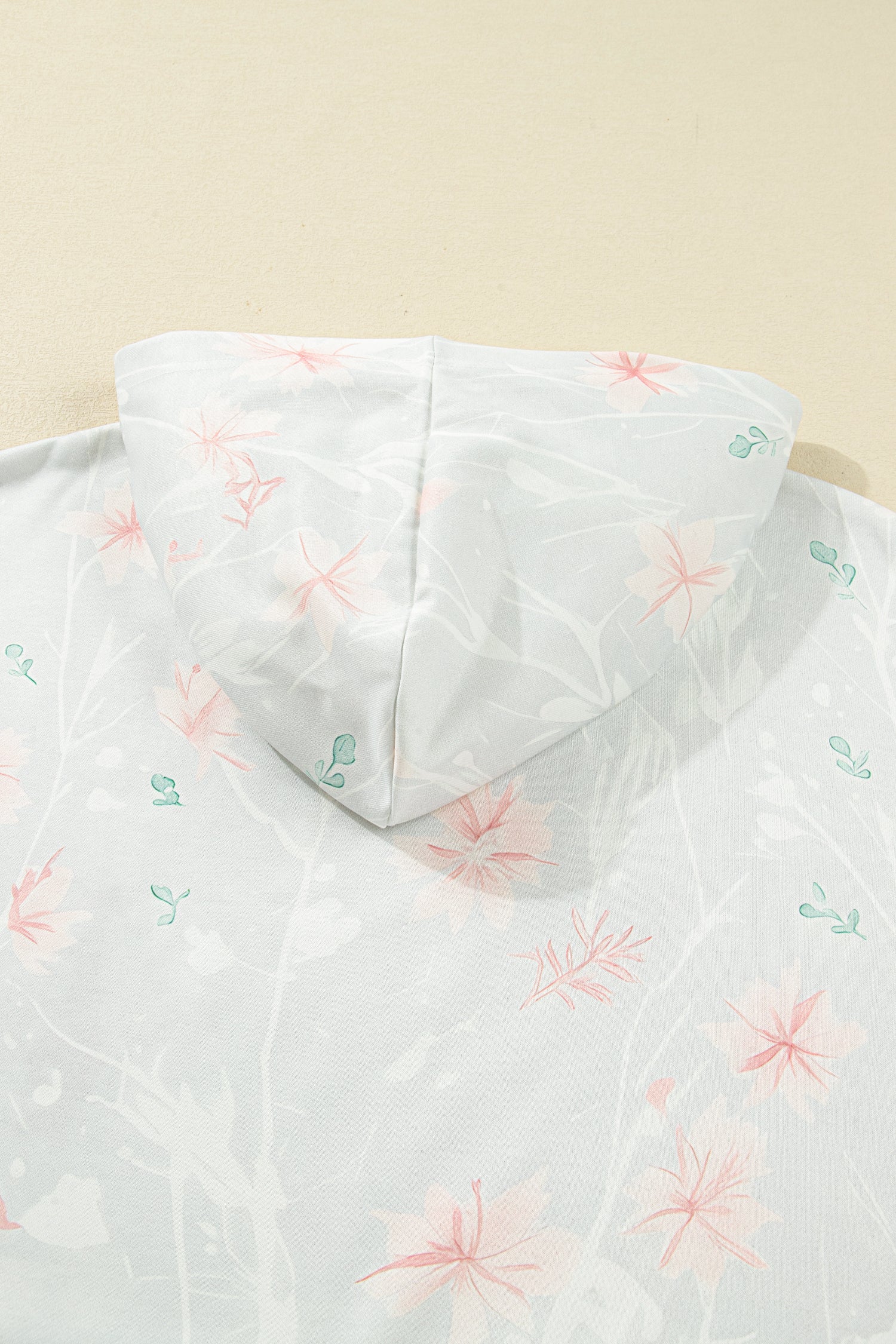 Gray Floral Print Plus Size Loose Hoodie