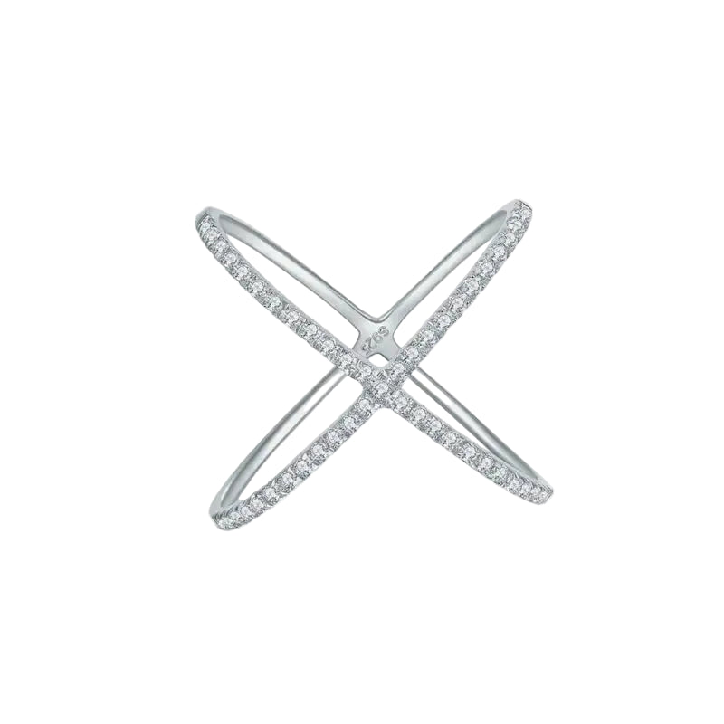 925 Sterling Silver Moissanite Crisscross Ring