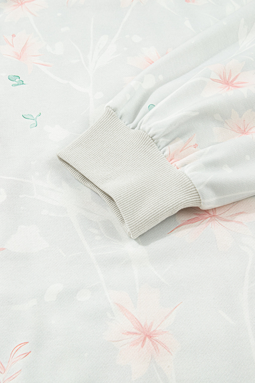 Gray Floral Print Plus Size Loose Hoodie