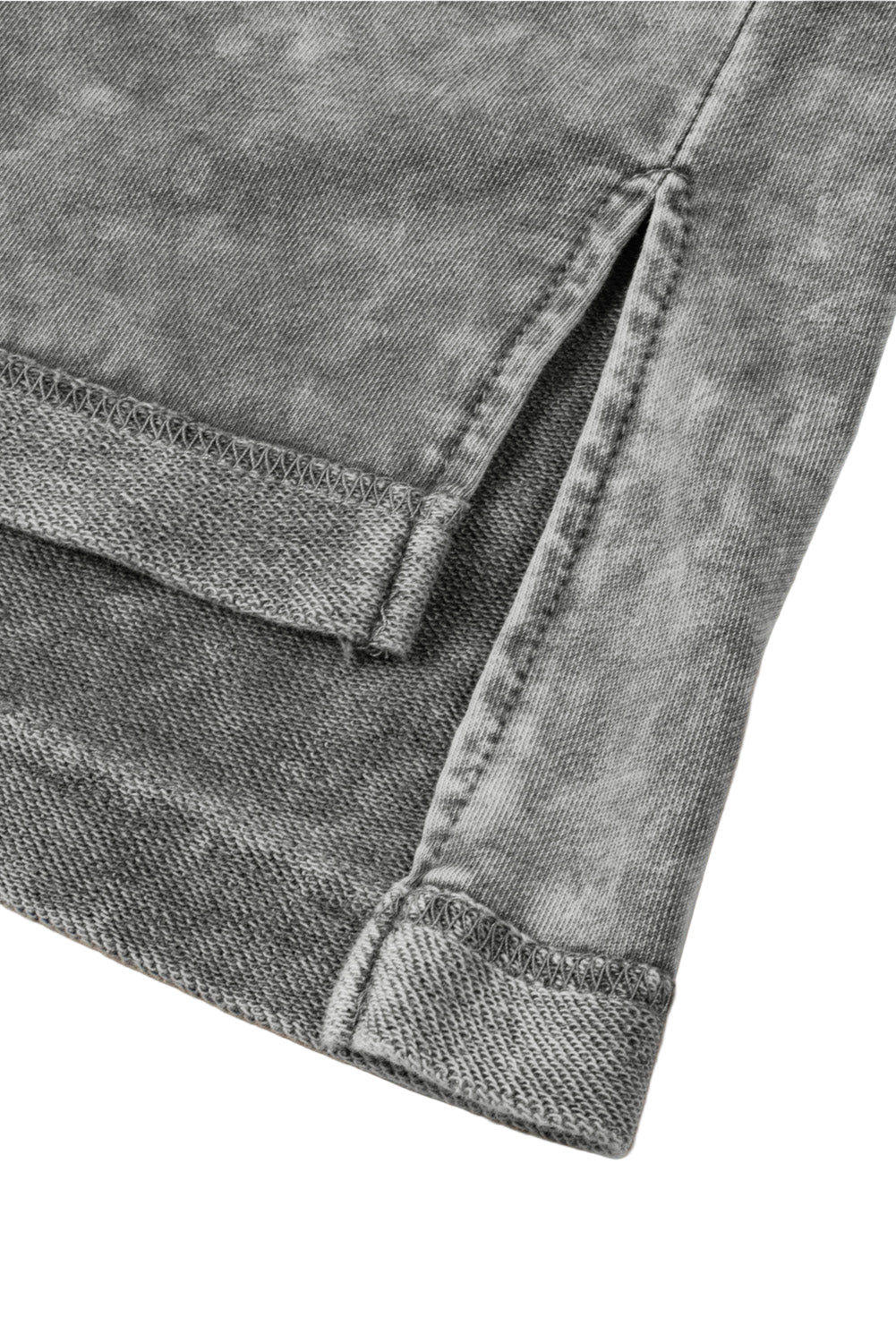 Light Grey Mineral Wash Drop Sleeve Patchwork Plus Size Tee