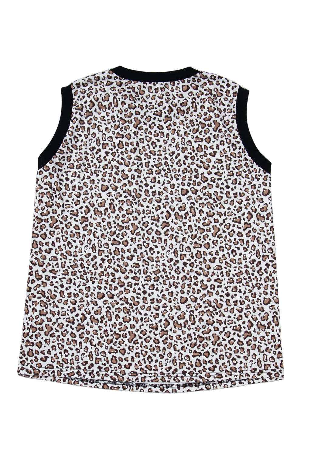 Khaki Contrast Trim Plus Size Leopard Vest