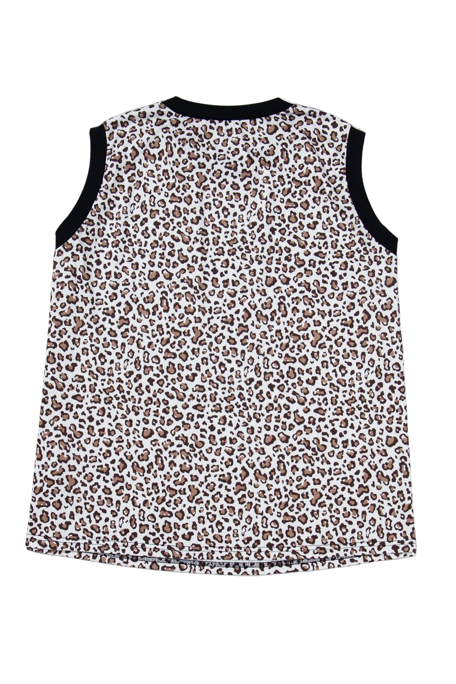 Khaki Contrast Trim Plus Size Leopard Vest