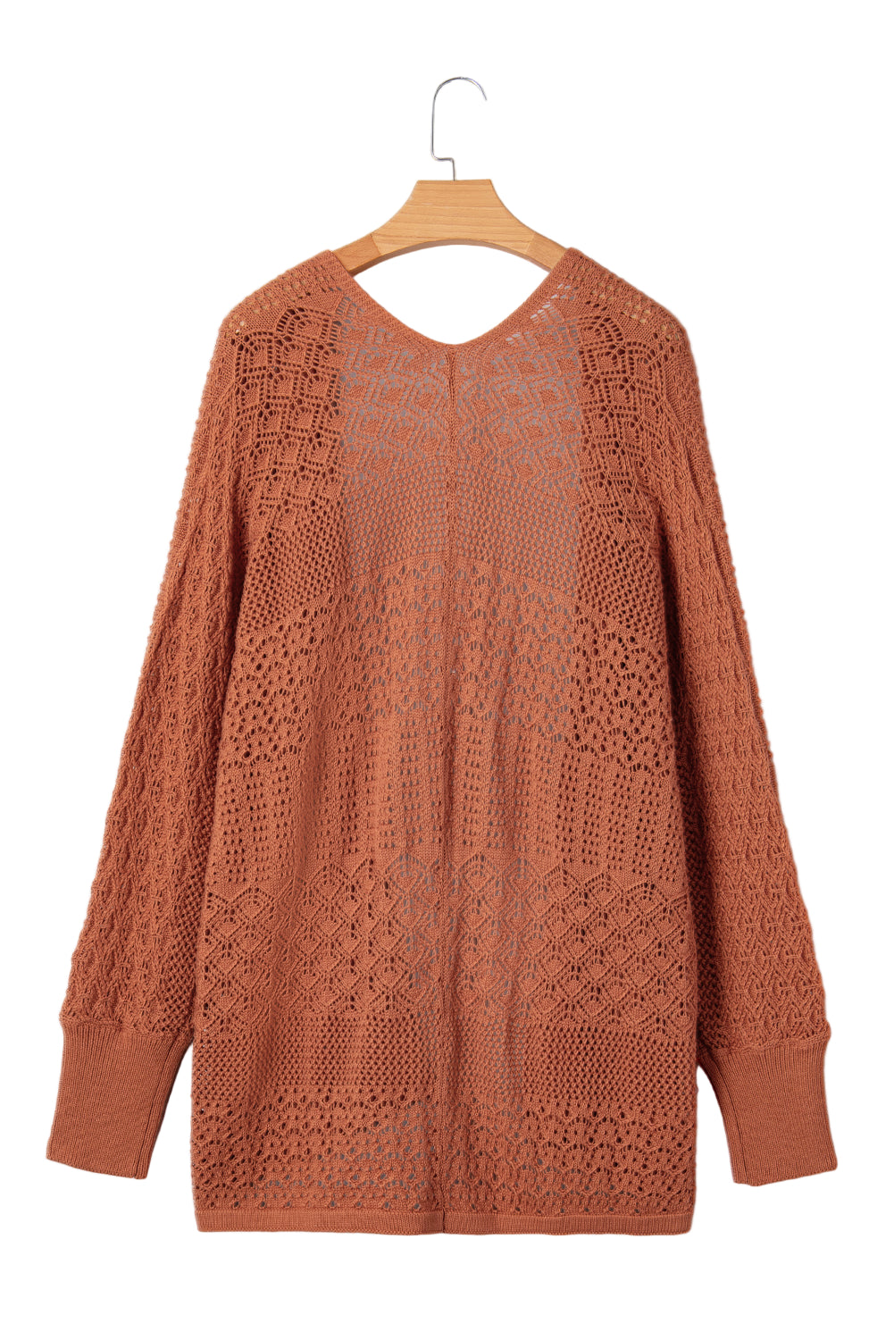 Redwood Burl Mixed Pattern Knitted Open Front Plus Cardigan