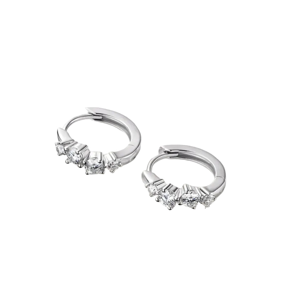 925 Sterling Silver Moissanite Huggie Earrings