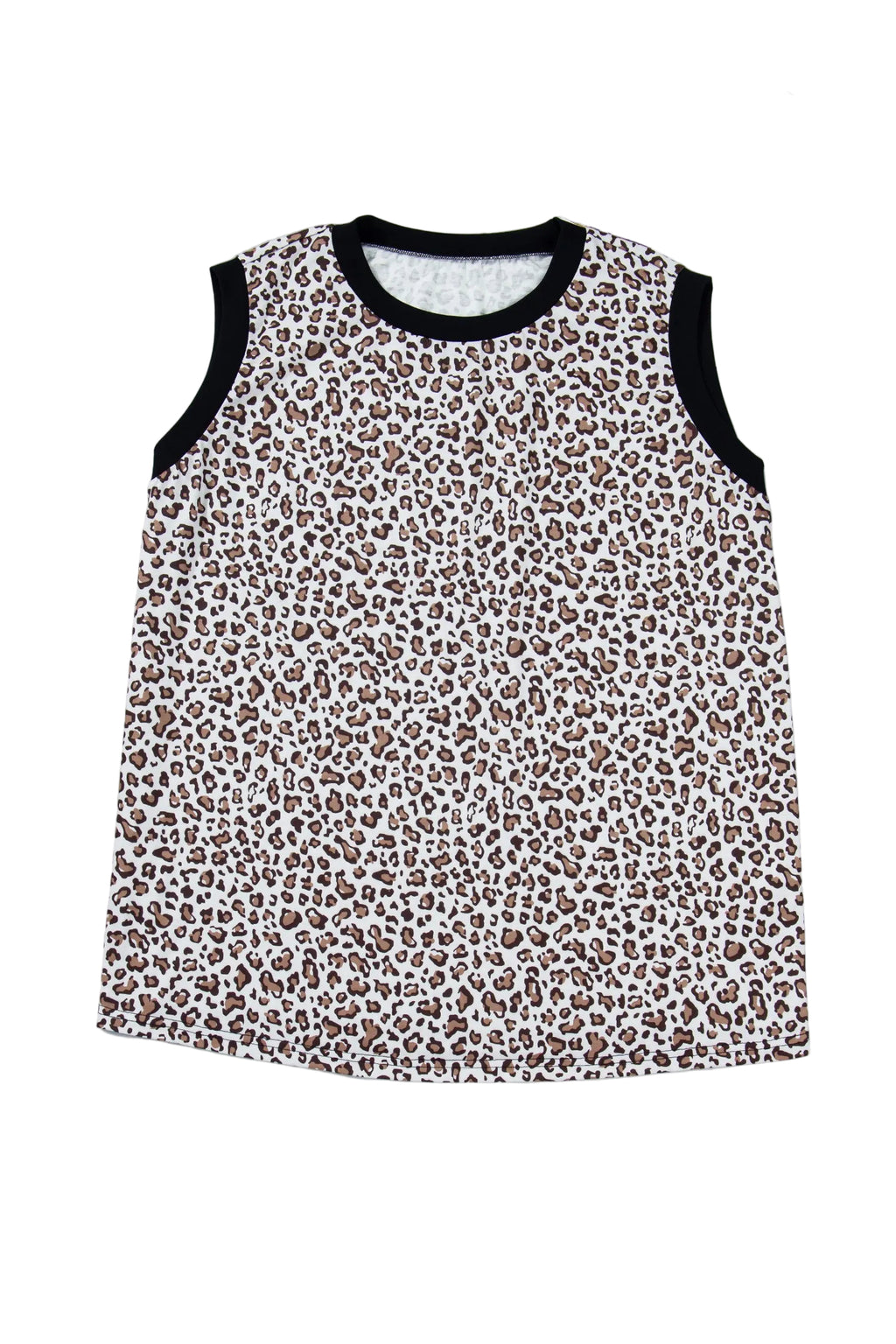 Khaki Contrast Trim Plus Size Leopard Vest
