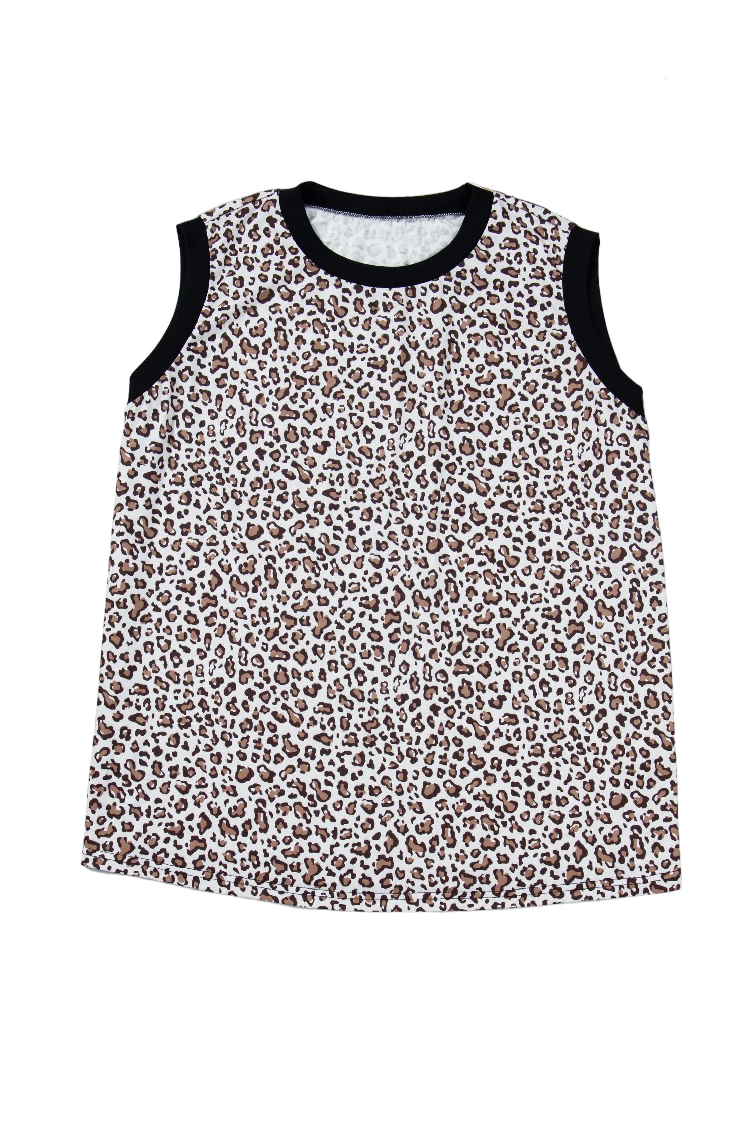 Khaki Contrast Trim Plus Size Leopard Vest