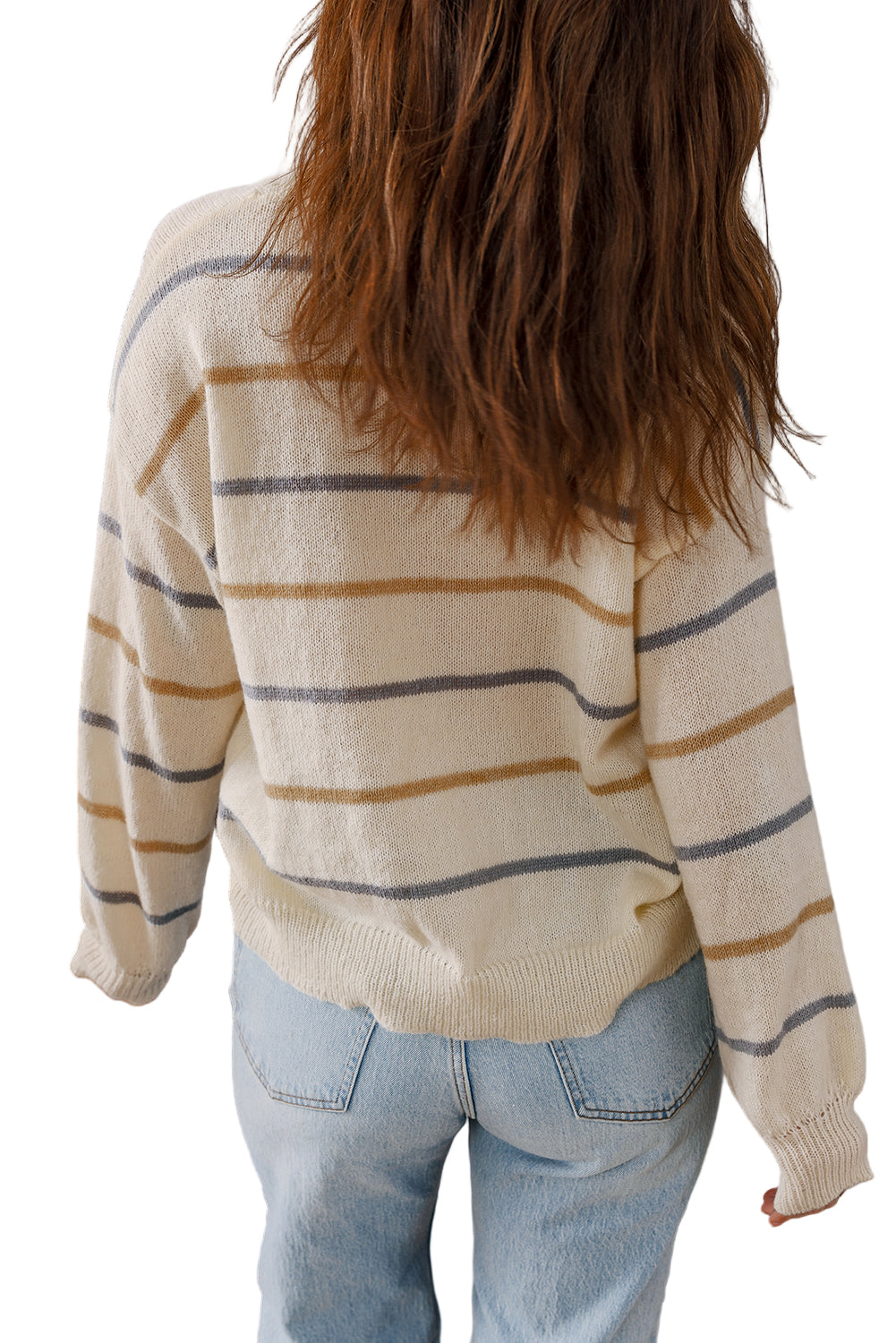 Multicolour Striped Drop Shoulder Plus Sweater