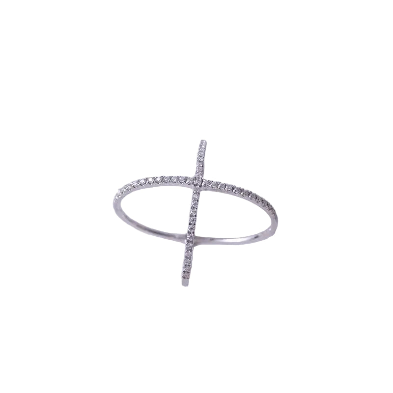 925 Sterling Silver Moissanite Crisscross Ring