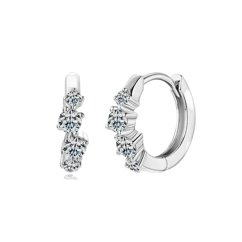 925 Sterling Silver Moissanite Huggie Earrings