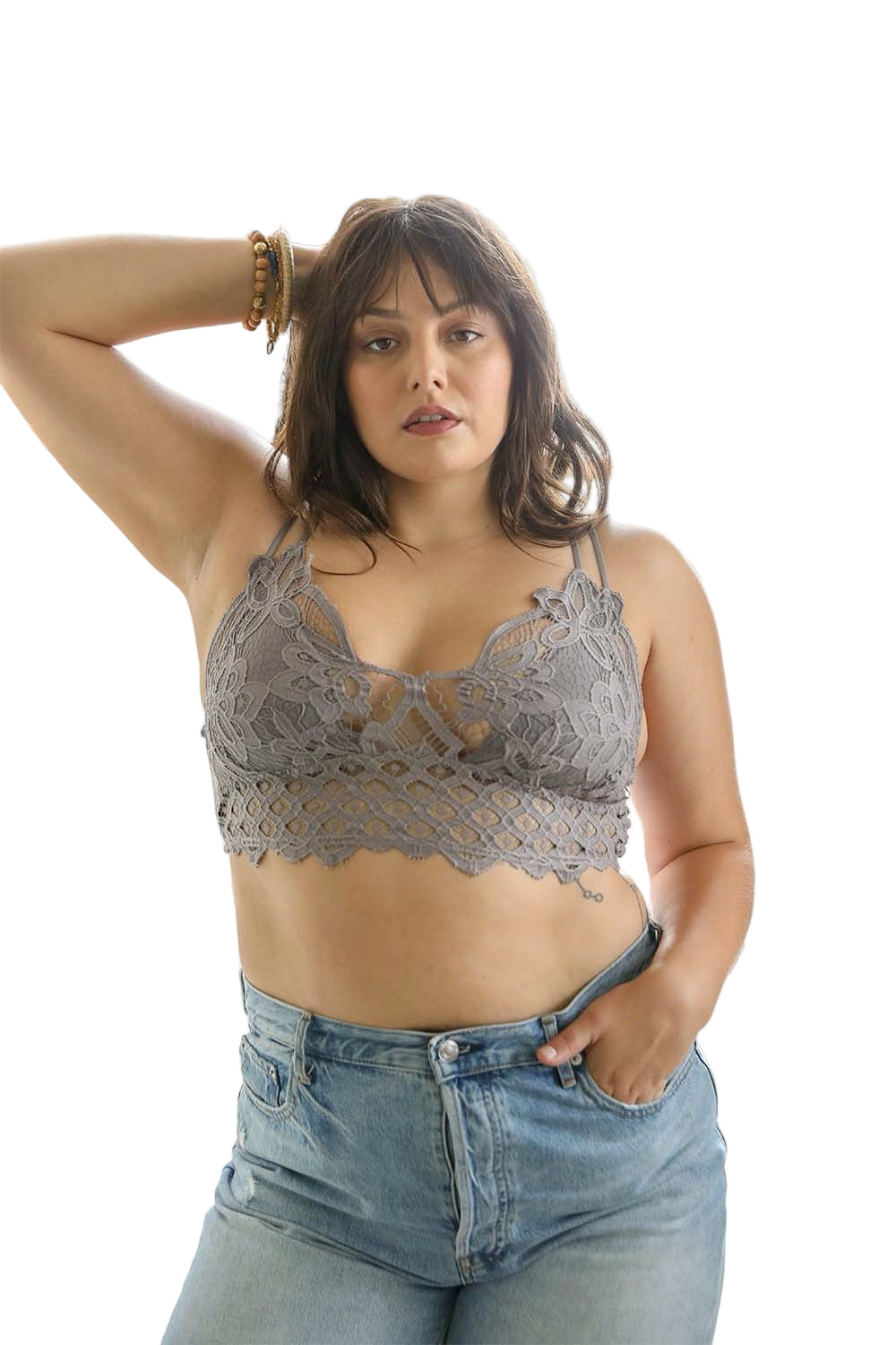 Plus Crochet Lace Longline Bralette