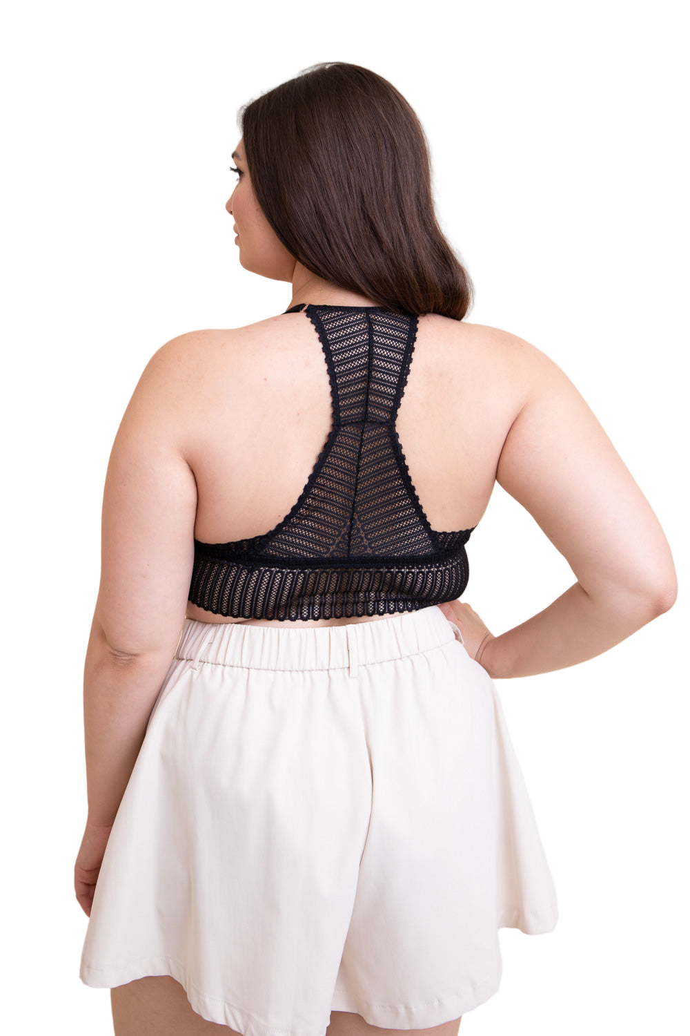 Ribbed Lace Boho Racerback Bralette Plus