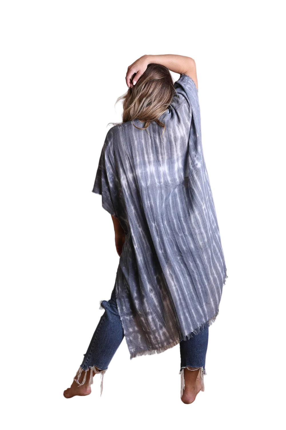Tie Dye Frayed Kimono