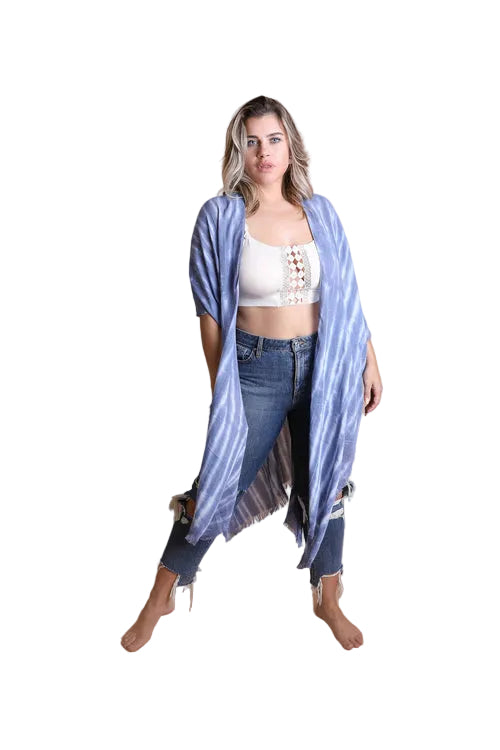 Tie Dye Frayed Kimono