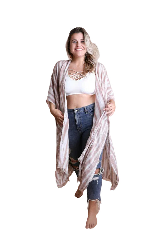 Tie Dye Frayed Kimono