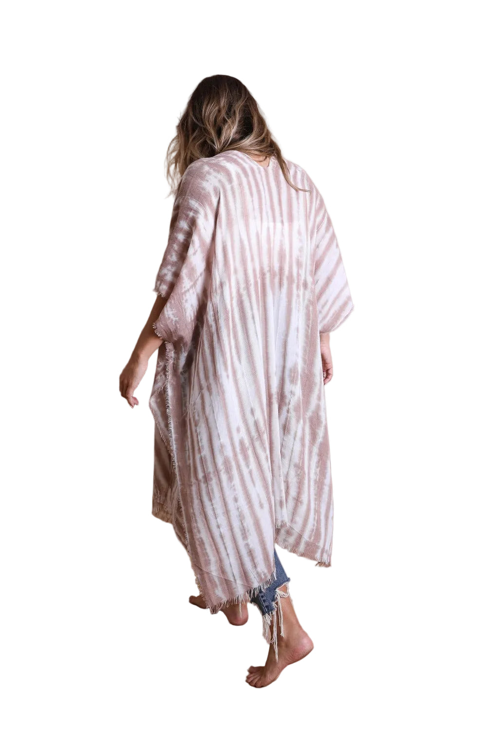 Tie Dye Frayed Kimono