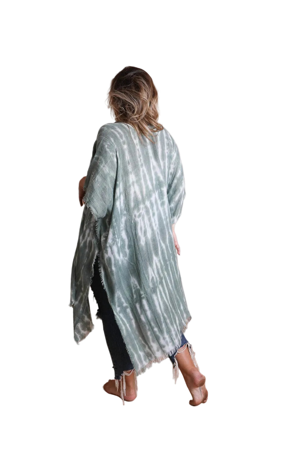 Tie Dye Frayed Kimono