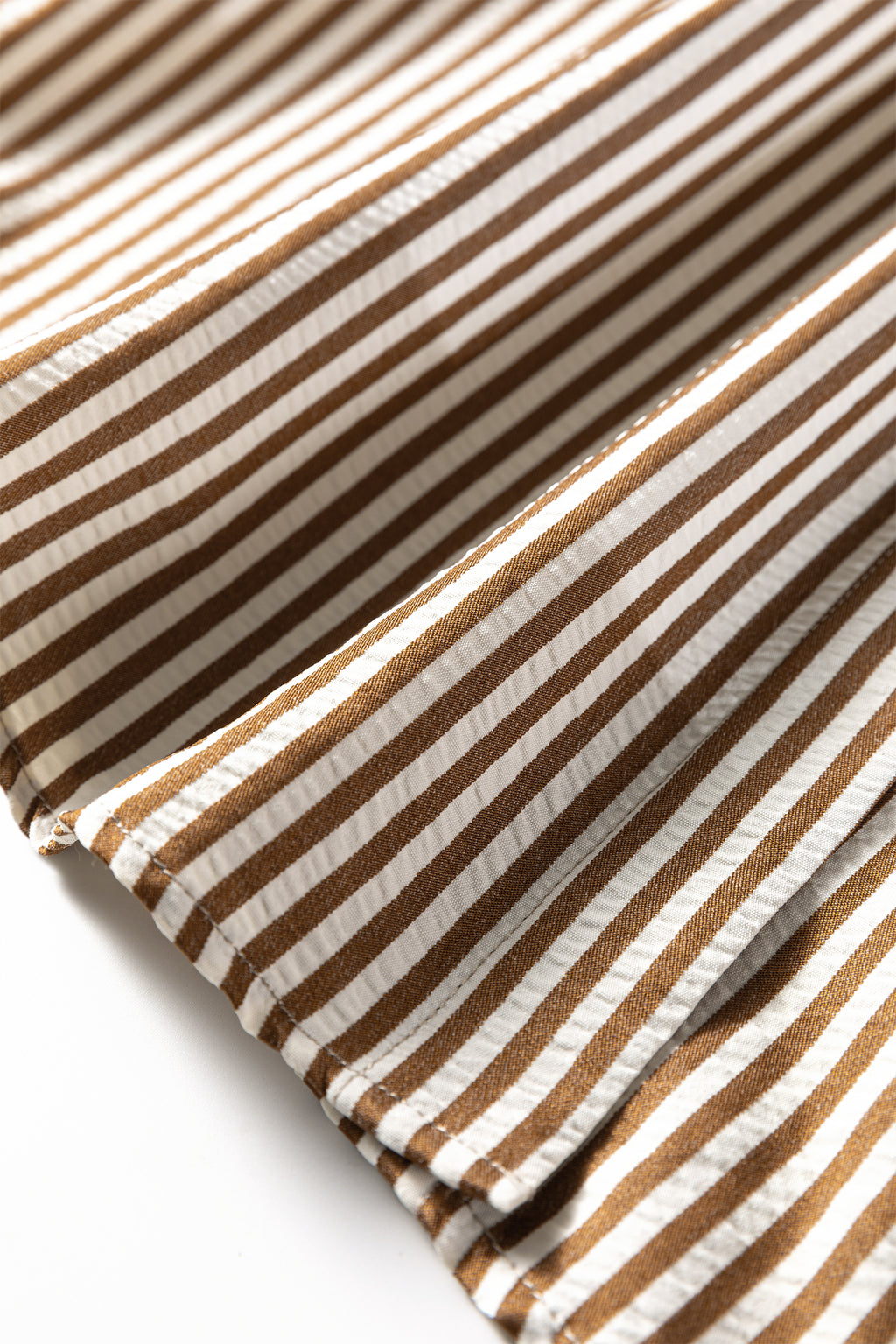 Brown Stripe Leopard Patched Collared Chest Pocket Cuffed Long Sleeve Plus Size Shirt