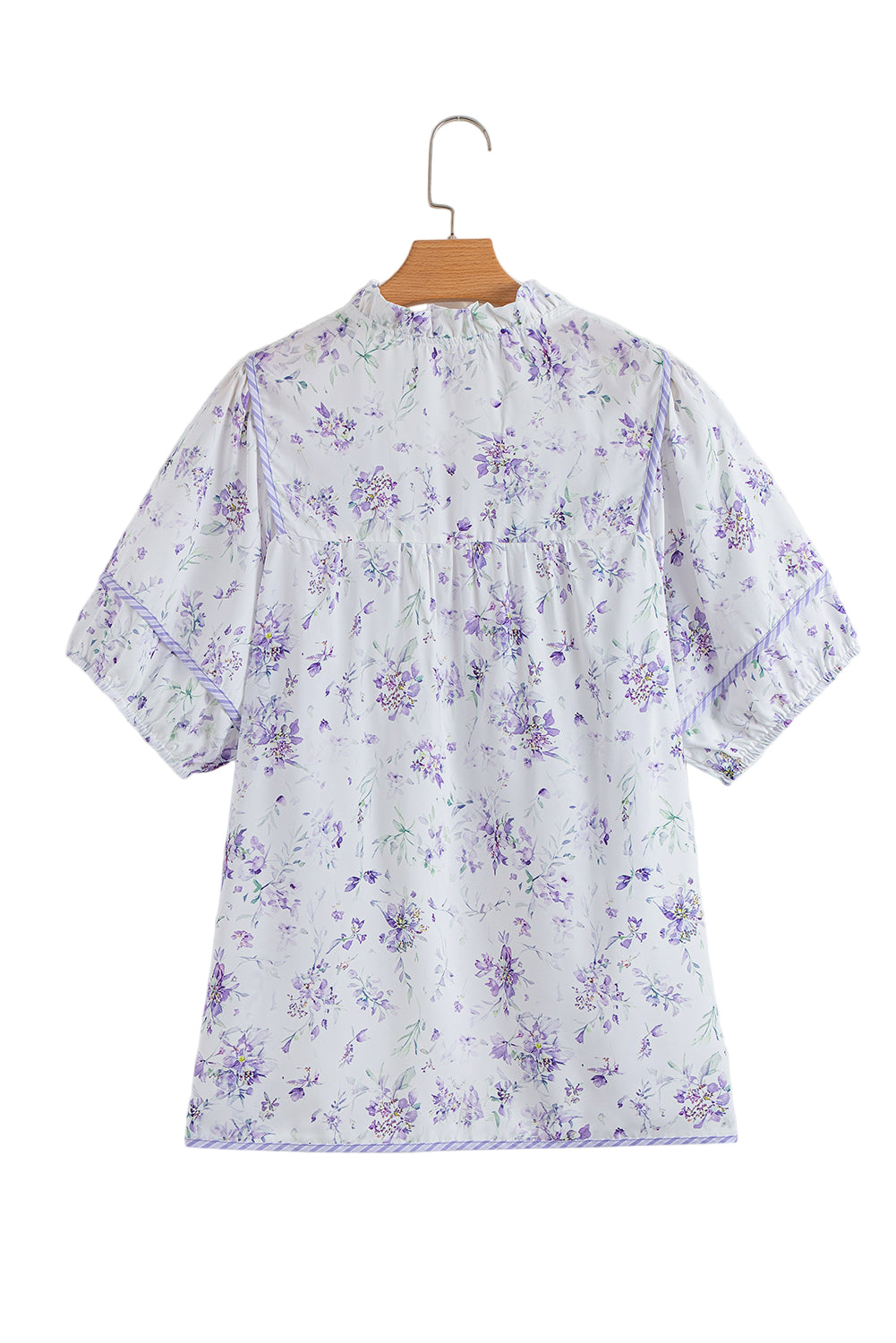 Purple Floral Print Split Neck Plus Size Top
