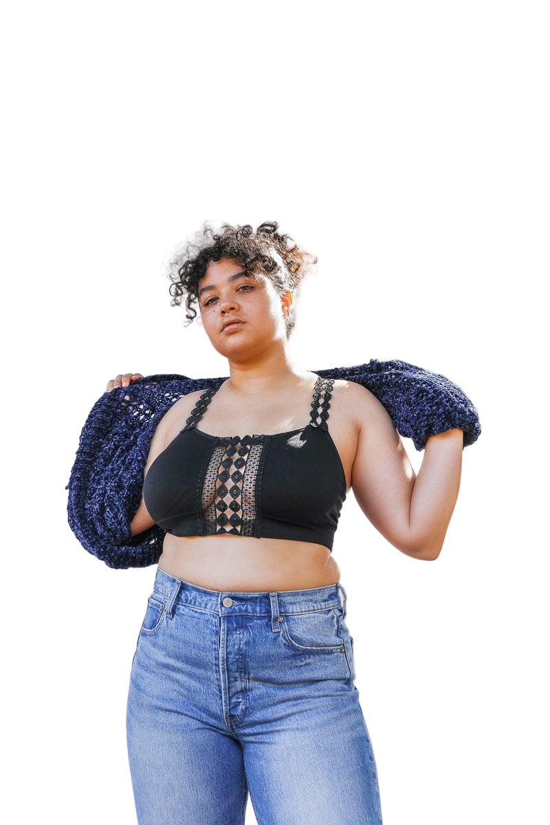 Boho Eye Lace Applique Bralette Plus