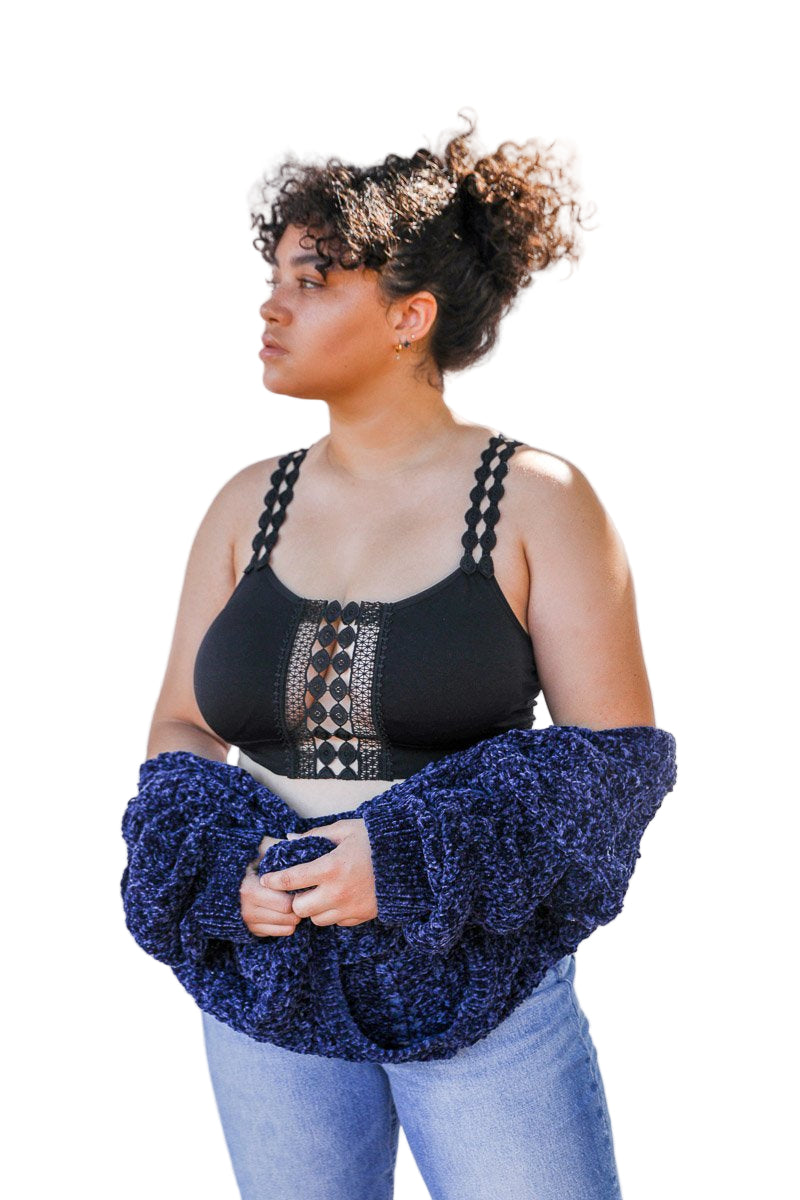 Boho Eye Lace Applique Bralette Plus