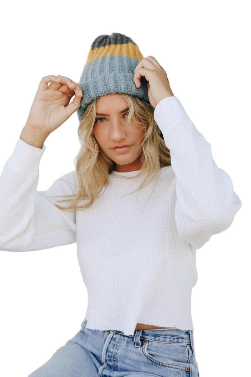 Color Block Knit Beanie
