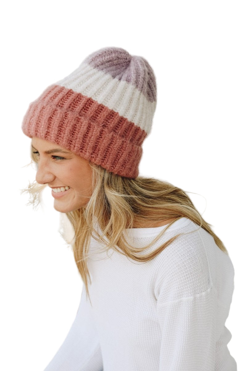 Color Block Knit Beanie