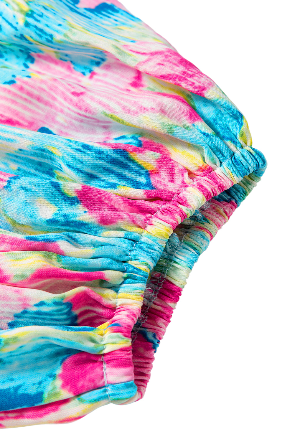 Sky Blue Floral Allover Print Shirred Square Neck Plus Size Maxi Dress