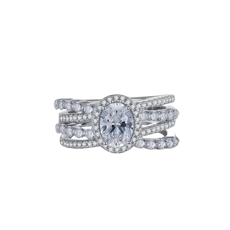 3 Carat Moissanite 925 Sterling Silver Layered Ring