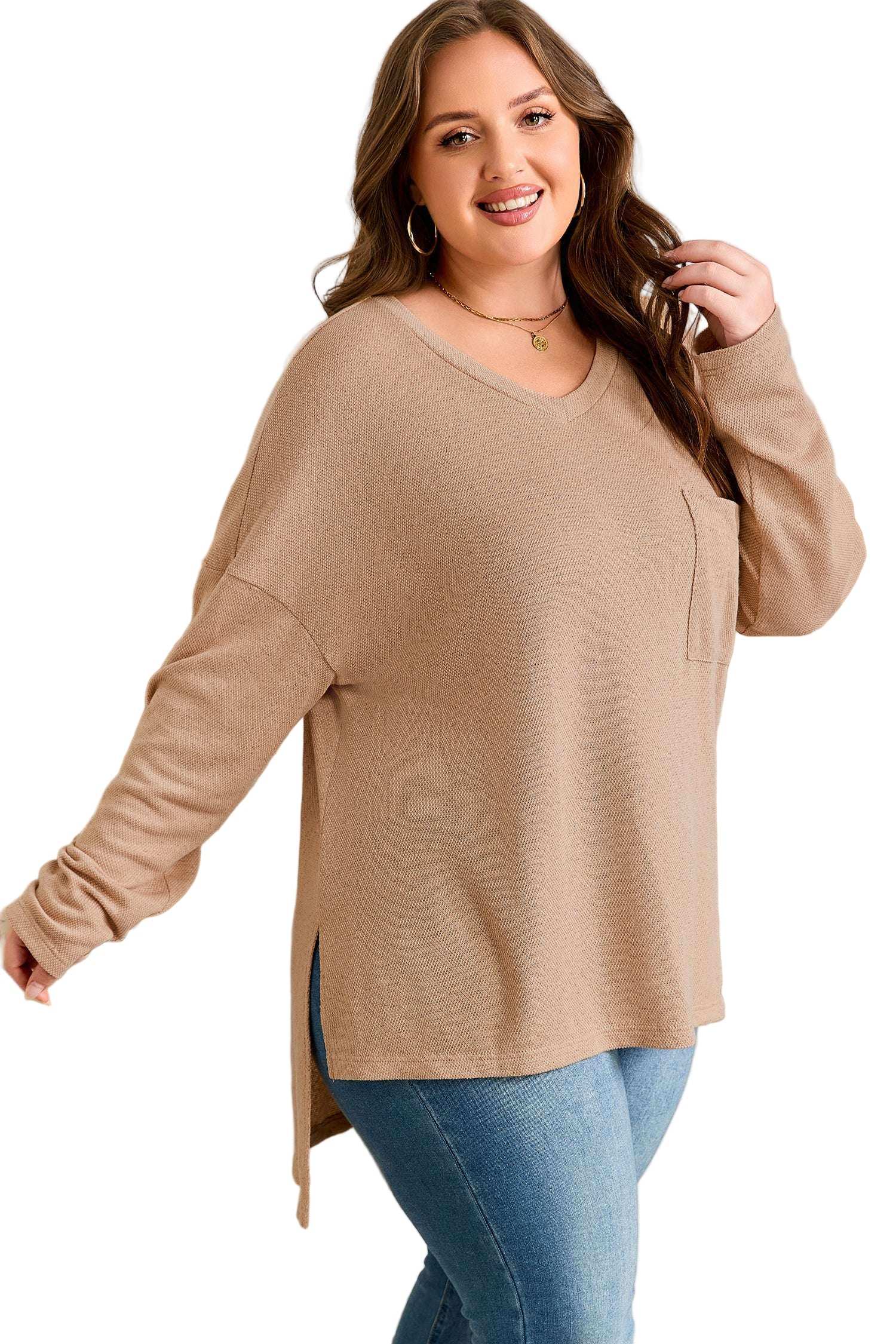 Parchment Plus Size Drop Shoulder Knit Tunic Top