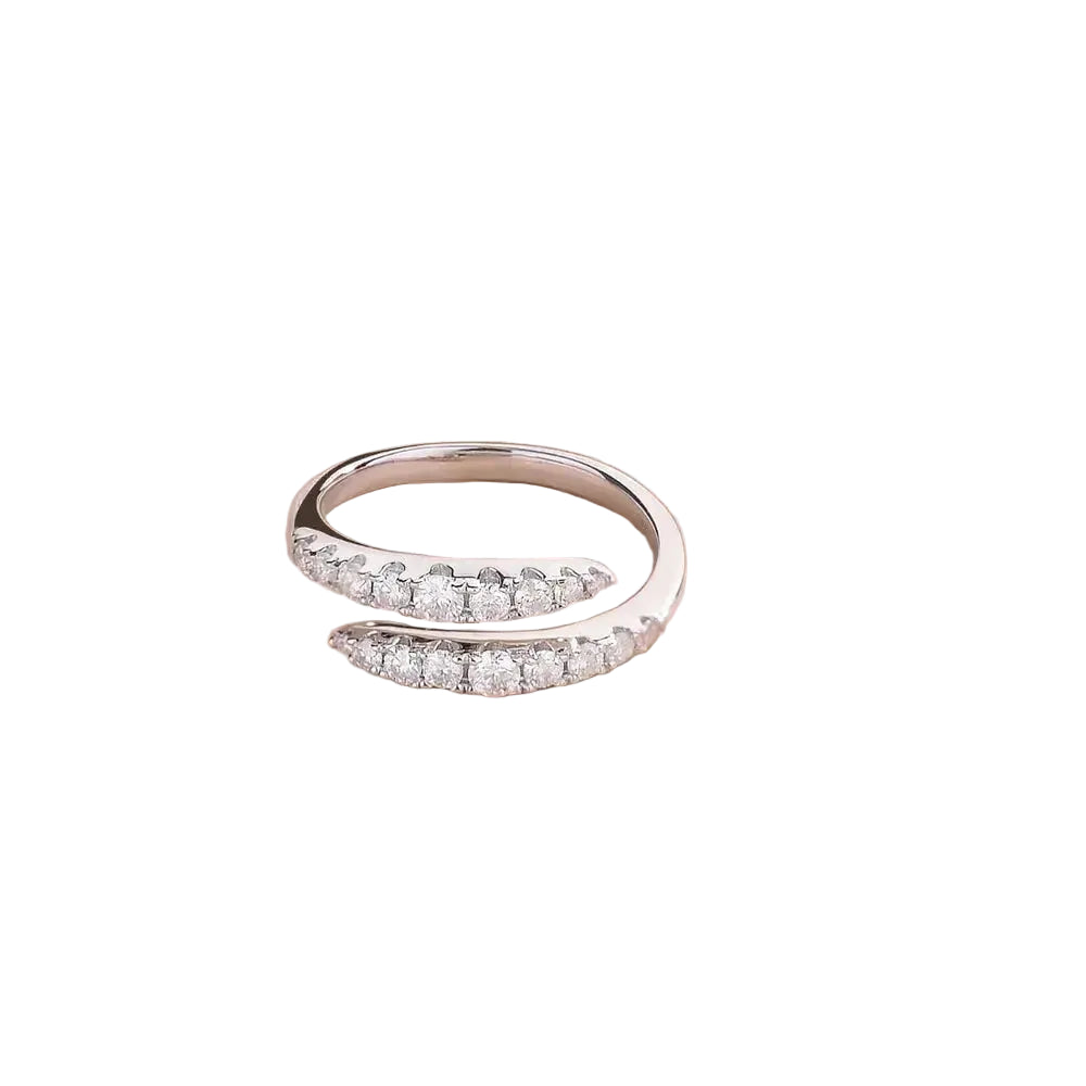 925 Sterling Silver Moissanite Bypass Ring