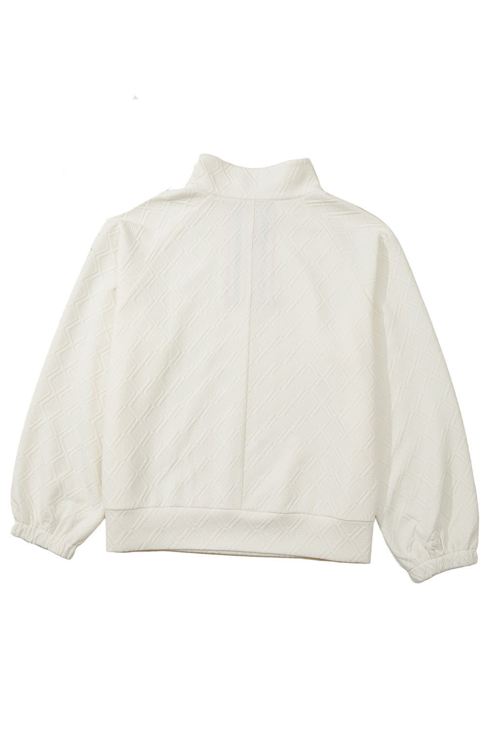 Beige Plus Size Rhombus Texture Contrast Striped Collar Baggy Sweatshirt