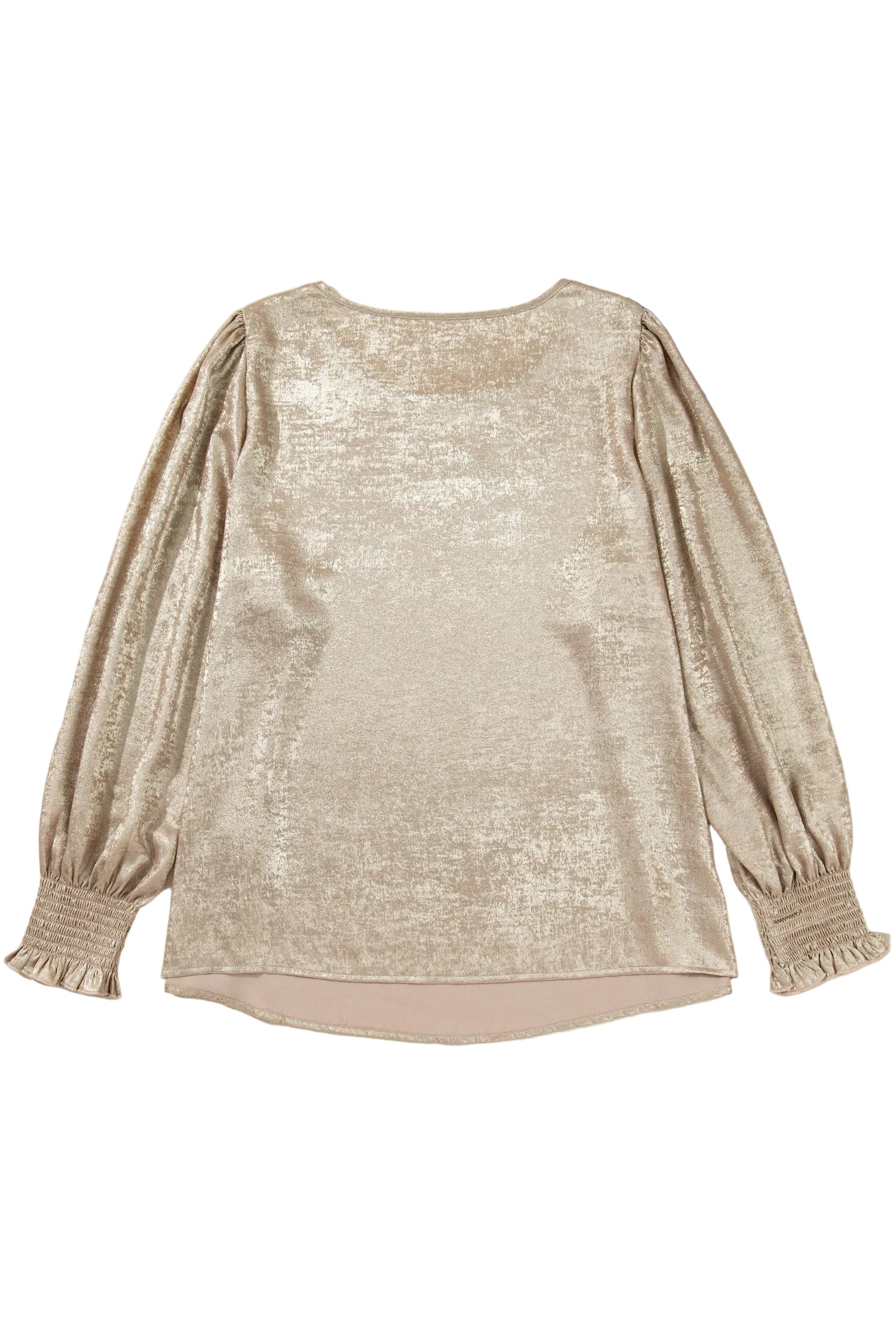 Apricot Plus Size Metallic Long Flounce Sleeve Blouse