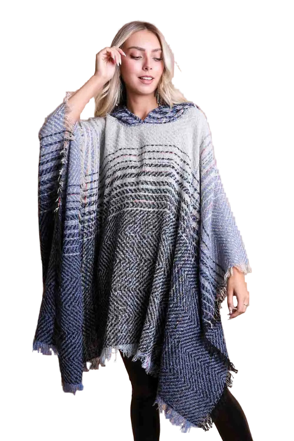 Herringbone Hooded Poncho