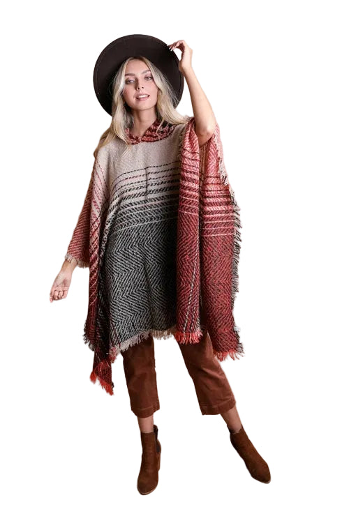 Herringbone Hooded Poncho