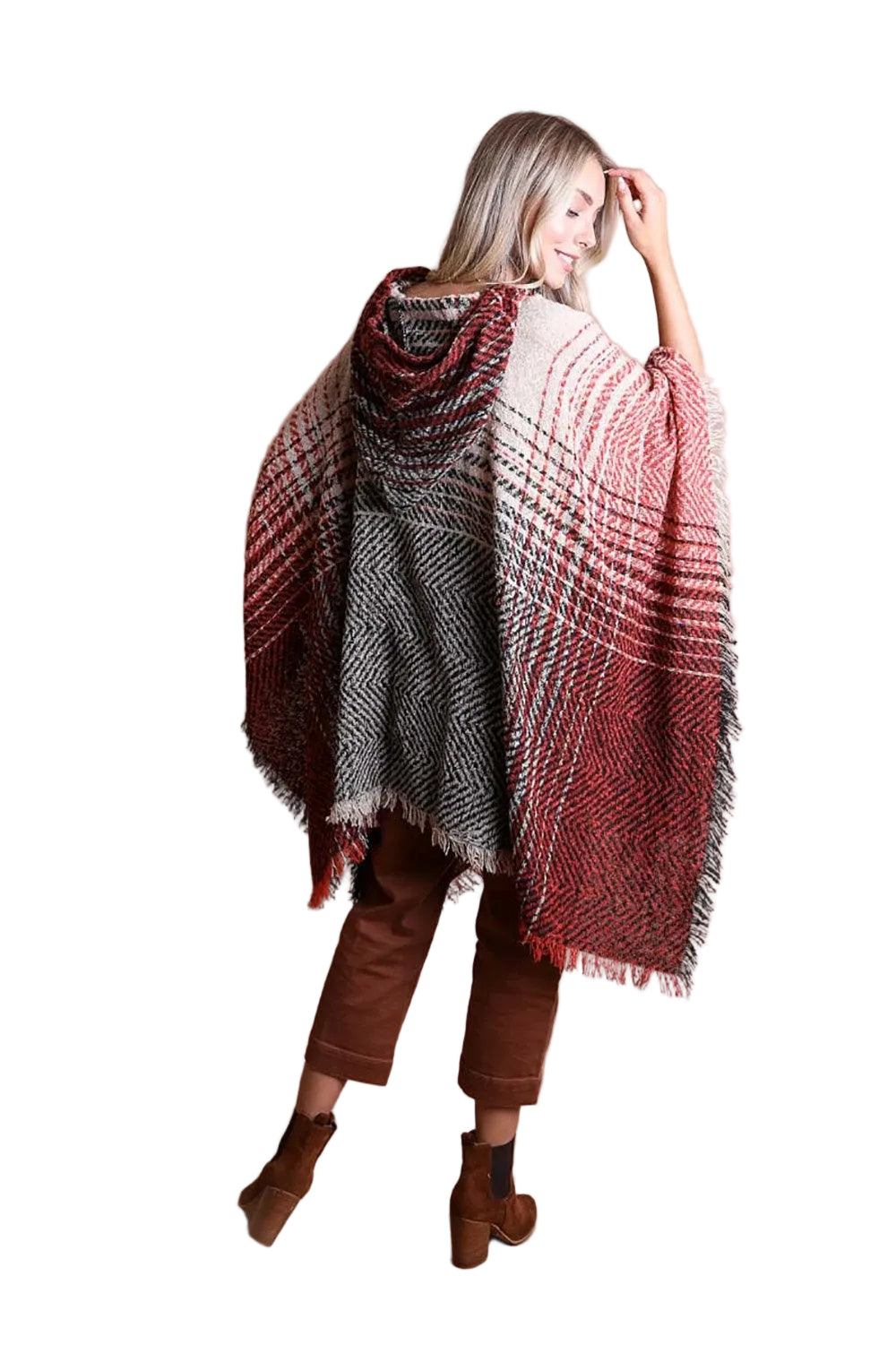 Herringbone Hooded Poncho
