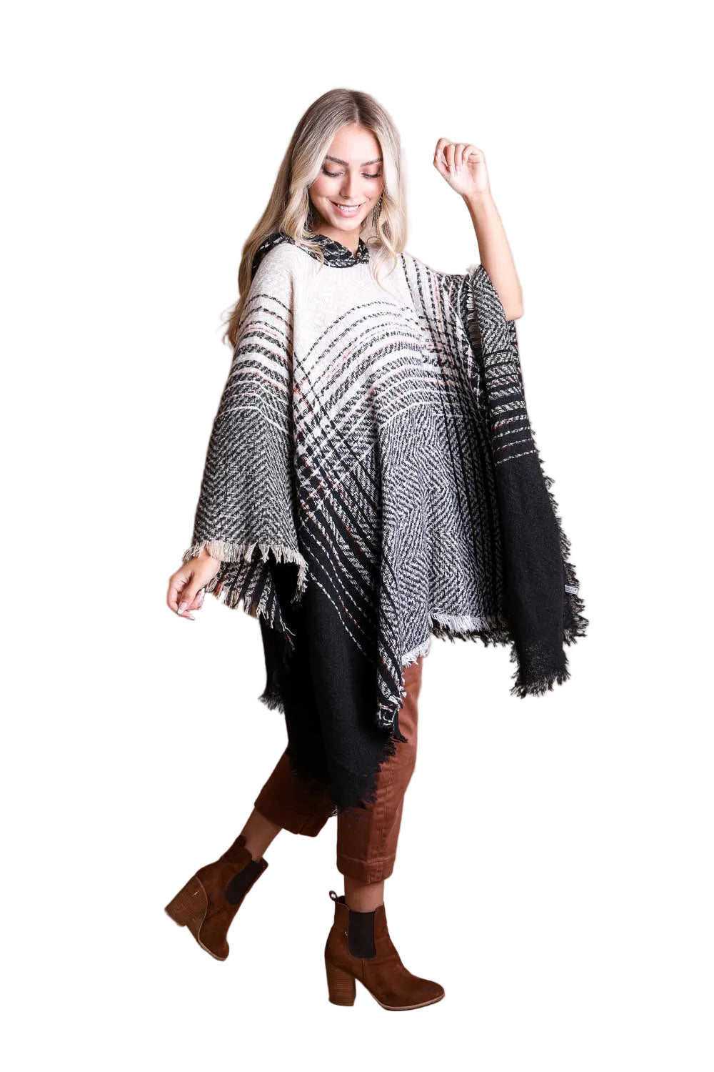 Herringbone Hooded Poncho