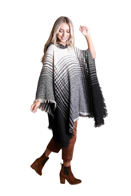 Herringbone Hooded Poncho