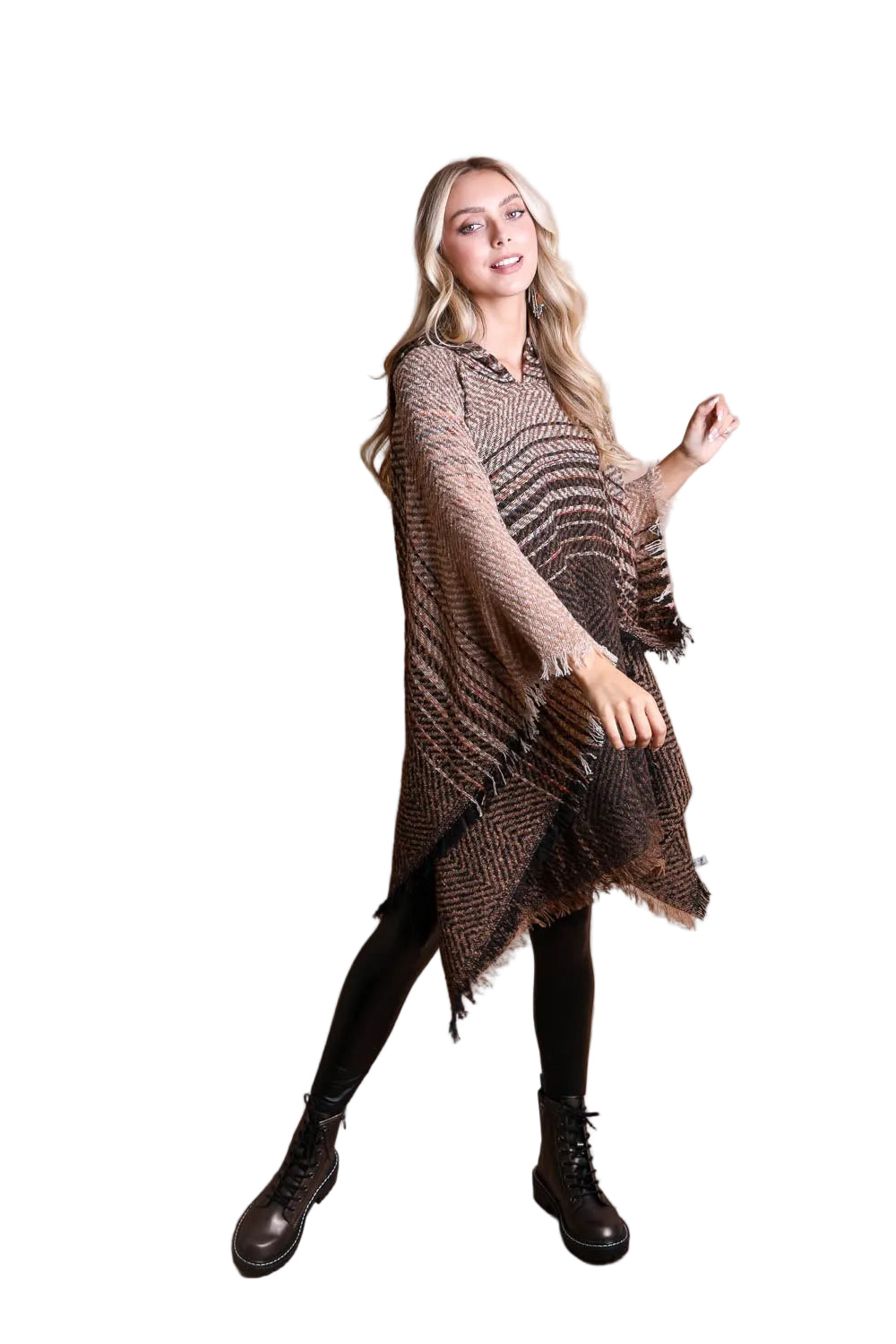Herringbone Hooded Poncho