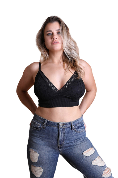 Waistband Loop Lace Brami Plus Size – Elegant Stretchy Lace Cami