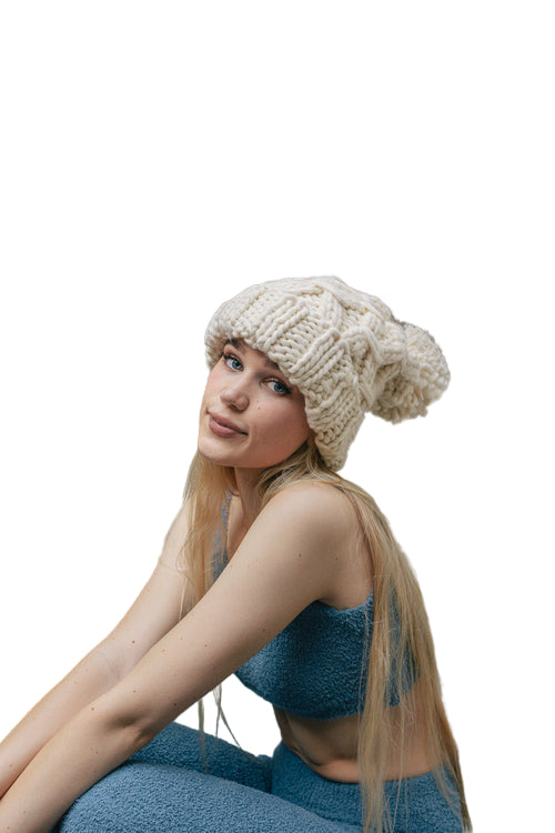 Oversized Chunky Knit Pom Beanie