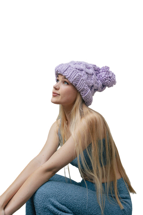 Oversized Chunky Knit Pom Beanie