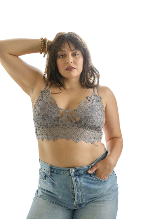 Plus Crochet Lace Longline Bralette