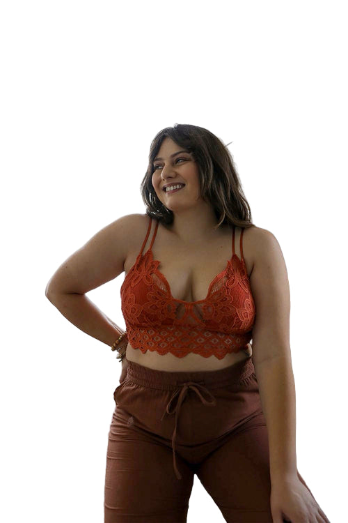 Plus Crochet Lace Longline Bralette