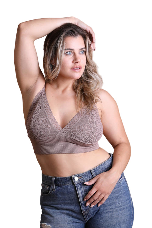 Waistband Loop Lace Brami Plus Size – Elegant Stretchy Lace Cami