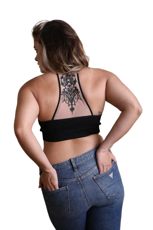 Plus Size Tattoo Back Bralette